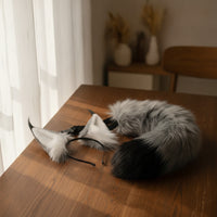 2 Pieces Animal Ears and Tail Faux Hair Feline Ears Headband with Tail Versatile for Cosplayers