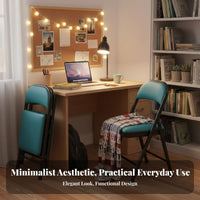Foldable Collapsible Backrest Chair Space-Saving Padded Folding Chair Comfortable Household Furniture No Assembly Required for Office Workers, Homeowners, Party Hosts, Dorm Room, Indoor, Balcony, Events
