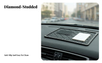 Rhinestone Car Dashboard Mat Easy Installation Rhinestone Dashboard Mat Washable Sparkling Anti-Slip Pad for Drivers, Women, Center Console, Trucks