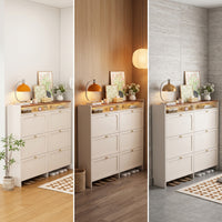 Entryway Cabinet with Flip-down Doors Space-Saving Footwear Storage Cabinet Shoe Organizer for Hallway, Small Apartments