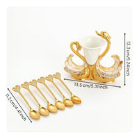 Gold-Tone Swan Utensil Holder Ornate Swan Holder with Cup Insert Jeweled for Hosts