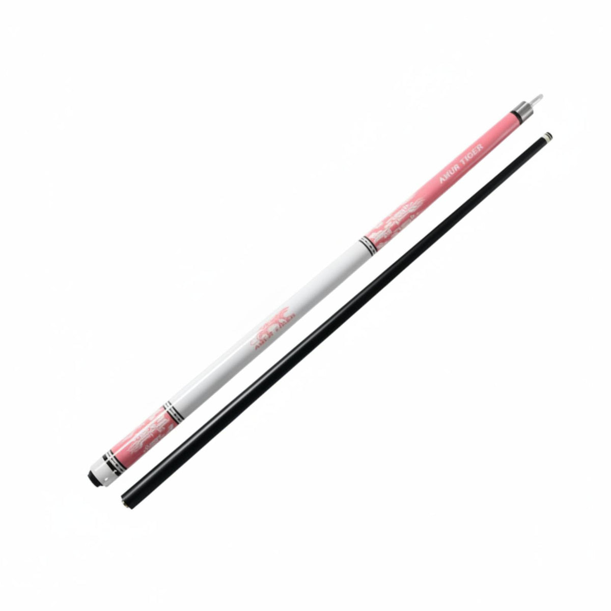 Silver-Toned Trim Pink and White Cue Stick Decorative Graphics Fiberglass Billiard Cue Slim Sports Gear Straight