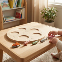 Recessed Cycle Recognition Board Printed Arrows Educational Matching Game Board Round Life Cycle Matching Game Set Natural Wood