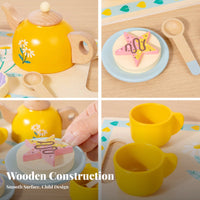 Role-Playing Fun Afternoon Tea Playset Educational Afternoon Tea Toy Set Learn Through Play Pretend Dessert Service Polished Edges for Children, Preschoolers, Toddlers, Kindergarten, Playroom