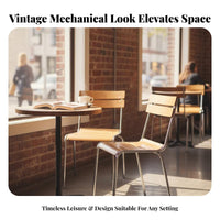 Industrial Design Slatted Back Dining Chair Retro Design Slat Back Side Chair Stackable Seating Furniture Versatile Use for Cafe Owners, Homeowners, Families, Coffee Shop, Restaurant, Living Room, Kitchen