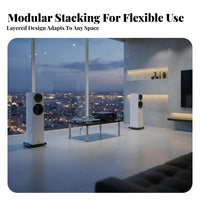 Shock Absorption Stainless Steel Audio Shelf Sturdy Construction High-Fidelity Equipment Rack Heavy Duty Home Theater Equipment Rack High-Density Board for Audiophiles, Listening Room