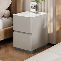 No Assembly Required Narrow 2-Drawer Bedside Cabinet Modern Minimalist design Nightstand Space-Saving Bedroom Furniture Sintered Stone Top for Apartment Dwellers, Homeowners, Students, Small Spaces, Next to Bed, Living Room, Hallway