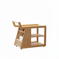 Movable with casters 2-Tier Rolling Trolley Vintage aesthetic Side Table Multi-Functional Utility Cart multi-purpose Use for Homeowners, Students, Living Room, Small Spaces, Bedroom, Balcony