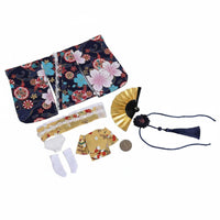 1/6 Scale Kimono Set Floral Pattern Female Action Figure Kimono Long and Short Designs Miniature Wafuku Outfit for Hobbyists
