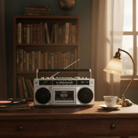 Multifunction Retro 80s Design Boombox Powerful Bass Retro Cassette Boombox SD Card and USB Input AM Frequency Modulation SW Radio Two Power Supply for Outdoor