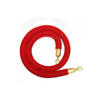 Red Velvet Rope Soft Velvet Barrier Rope Padded Queue Barrier Cord Metal Fittings