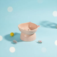 Anti-Tip Ceramic Cartoon Pet Dish Large Capacity Elevated Cat Bowl Easy to Clean Tilted Ceramic Pet Dish Dishwasher Safe for Cats, Kittens