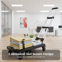 Foldable Convertible Folding Dolly Lightweight Collapsible Luggage Dolly Space Saving Platform Trolley Telescopic Handle for Travelers, Homeowners, Warehouse Workers, Traveling, Workshop, Garage, Shopping