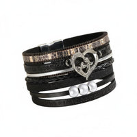 Mother Child Heart Bracelet Layered Design Secure-Fastening Clasp Wrap Bracelet