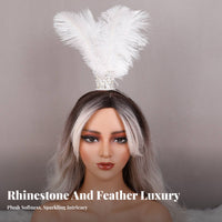 Crystal Feather Headdress Sparkling Crystal S Gothic Feather Crown Costume Accessory Large Feathers Headwear Adjustable