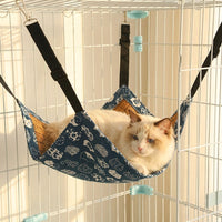 Cat Hammock Hanging Bed and Swing, Scratch-Resistant Fabric with Adjustable Straps, All Seasons Resting Place for Large Cats up to 30 Lbs