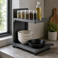 Foldable Multi-layer Pot and Pan Organizer Rack for Kitchen Countertop or Under Sink Storage
