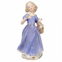 Porcelain Girl Statue European Style Girl Figurine Elegant Porcelain Music Sculpture for Beverage Cabinet