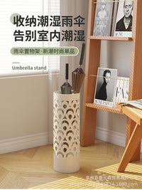 Iron Umbrella Stand with Hollow Design for Home Entryway