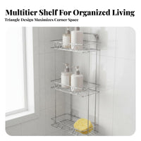 No-Drilling Installation Multi-Tier Wire Organizer Rust-Proof Bathroom Organizer Rustproof Corner Rack Waterproof for Homeowners, Families, Students, Kitchen, Bathtub, Dormitory, Dorm Room
