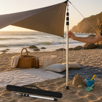 Telescopic Aluminum Alloy Awning Pole 2.3m Adjustable 3-Section Tent Door Extension Portable Support Rod