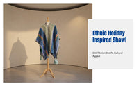 Ethnic Style Knitted Shawl Blanket, Women's Warm Patchwork Cape, Holiday Poncho, Decorative Wrap