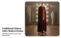 Traditional Chinese Traditional Chinese Attire Mantle Unisex Lace-up Stage Costume Cloak Retro Design Hoodless Long Velvet Cape for Adults