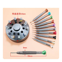 Swivel Top Screwdriver Turntable Set Knurled Grip Flathead Screwdriver Set with Stand Hardened S2 Steel Blades Watchmaker Tool Kit Non for Watchmakers, Jewelers, Hobbyists