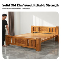 No Box Coil Needed Solid Wood Storage Bed Heavy Duty Chinese Design Platform Bed Modern Design Bedroom Furniture for Hotel Owners, Homeowners, Apartment Dwellers, Homestay, Guest Room