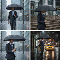 Large Canopy Long-Handle Umbrella Business-Style Automatic Umbrella Reinforced Lightweight for Professionals, Commuters, Couples, Commute, Travel