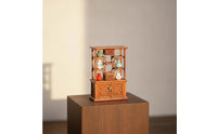 Diorama Cabinet 1/64 Scale Miniature Cabinet Shelf Traditional Chinese Furniture Wood-Grain for Hobbyists, Micro Landscape