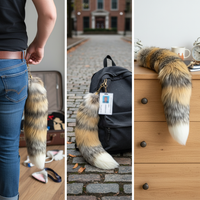Real Fox Tail Keychain for Hanfu and Cosplay Outfits, Handmade Plush Accessory