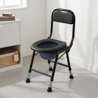 Foldable Design Folding Commode Chair With Backrest Portable Toilet Chair Non-Slip Feet for Women, Disabled, Camping
