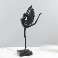 Winged Dancer Statue Black Ballet Dancer Figurine Table Display Tabletop Sculpture for Shelf