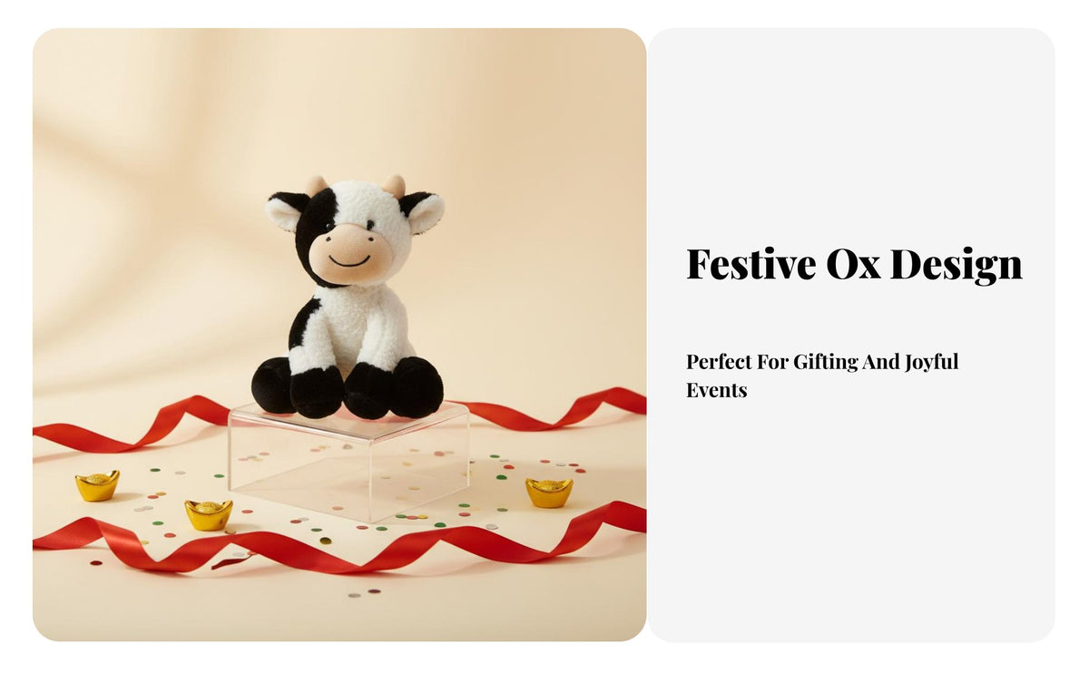 Cow Soft Toy Year of the Ox Symbol Cow Soft Toy Child Soft Calf Doll for Young Children, Infants, Fun Time, Nursery, Playroom