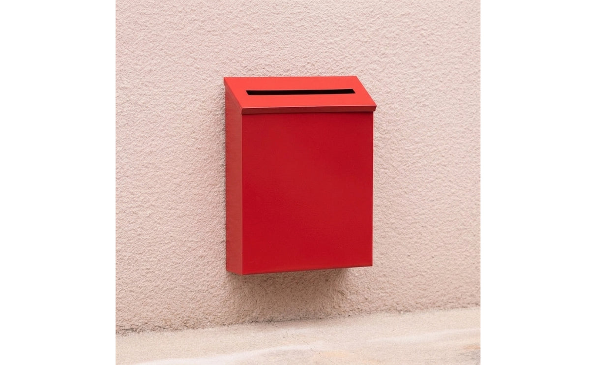 Wall Mount Mailbox Compact Mailbox with Slanted Cover Weather Resistant Wall-Attached Letterbox for Porch