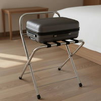 Space Saving Stainless Steel Luggage Rack Heavy Duty Foldable Suitcase Rack Sturdy Travel Furniture
