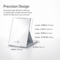 Folding Mirror Compact for Travel Makeup Lightweight Aluminum Frame Handheld for Daily Use, Foldable Small with Handle, 17 x 13 cm
