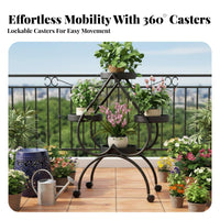 Multi-Tier Heart-Shaped Flower Rack Floor-Standing Heart-Shaped Planter Shelf Indoor & outdoorsdoor Use Plant Stand Space-Saving for Gardeners, Balcony, Living Room, Patio, Entryway
