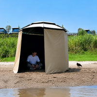 Fishing Umbrella Enclosure, Khaki Black Vinyl, Waterproof, Windproof, Sunshade, Fully Enclosed, Fishing Tent, Rain Cover