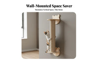 Space-Saving Design Wall Mounted Cat Climbing Frame Natural Sisal Scratching Surface Cat Wall Shelves and Perches Easy to Install for Apartment Dwellers, Small Areas, Indoors, Living Room, Bedroom