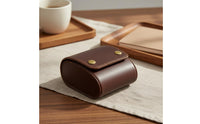 Vintage Watch Storage Box Small & Portable Oval Watch Holder Individual Organizer Soft Interior Lining Sturdy Protection for Men