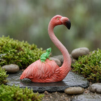 Resin Flamingo Figurine Miniature Pink Flamingo Figurine Home Decor Molded Feather Texture Outdoor Ornament Decorative Base