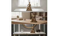 Bronze Meditative Figurine Stylized Sculpture with Base Sculptural Woman Sculpture Abstract for Yogi, Desktop