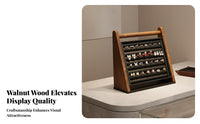 Wooden Jewelry Display Stand Walnut Finish Desktop Jewelry Stand Band Display Tray Elegant Design Band Holder Tray Space Saving