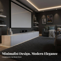 TV Cabinet Solid Wood Construction Visual Display Unit Floor Cabinet Rounded Corners Minimalist Entertainment Center for Home Theater