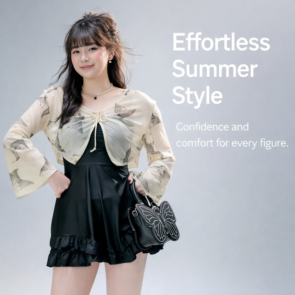 One Piece Swimsuit with Modest Long Sleeve Design for Water Sports, Durable Polyester Material for Hot Spring and Beach Wear