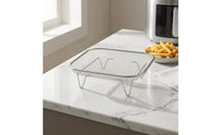 Silver Metal Finish Air Fryer Basket Even Cooking Air Fryer Rack Dishwasher Safe Mesh Rack Stackable