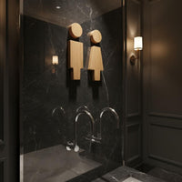 2 Pieces Wooden Toilet Sign Set Long-Lasting 3D Wood Toilet Symbols Easy To
