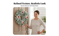 Artificial Peony Wreath Reusable Easter Floral Wreath Hanging Decoration Rich Texture Handmade for Wall Decor, Mantelpiece